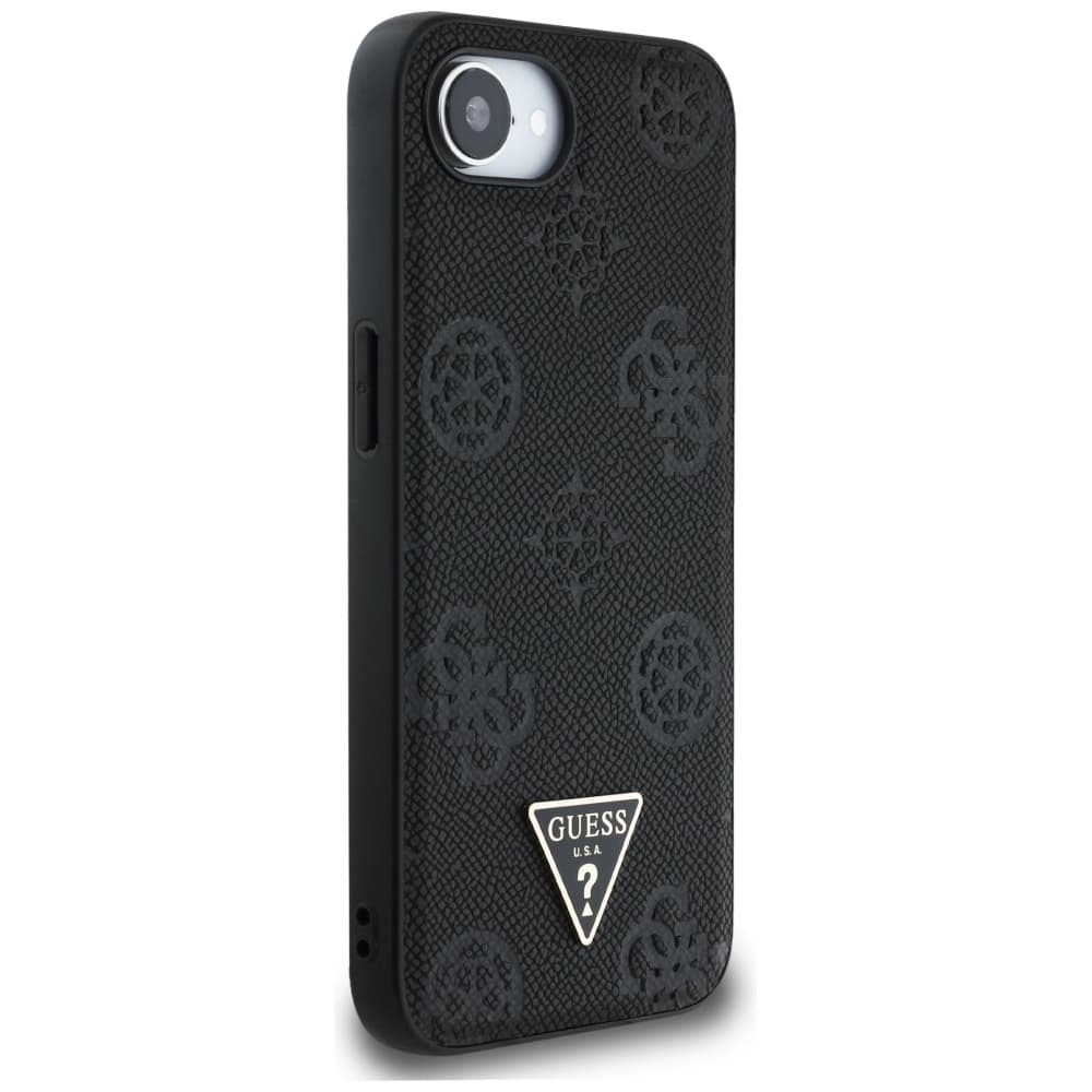 Guess Peony Grained Hot Stamp Triangle Logo MagSafe iPhone 16e černý - náhled 2