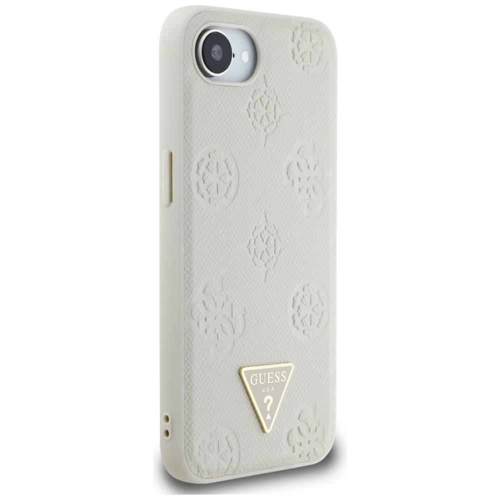 Guess Peony Grained Hot Stamp Triangle Logo MagSafe iPhone 16e béžová - náhled 2