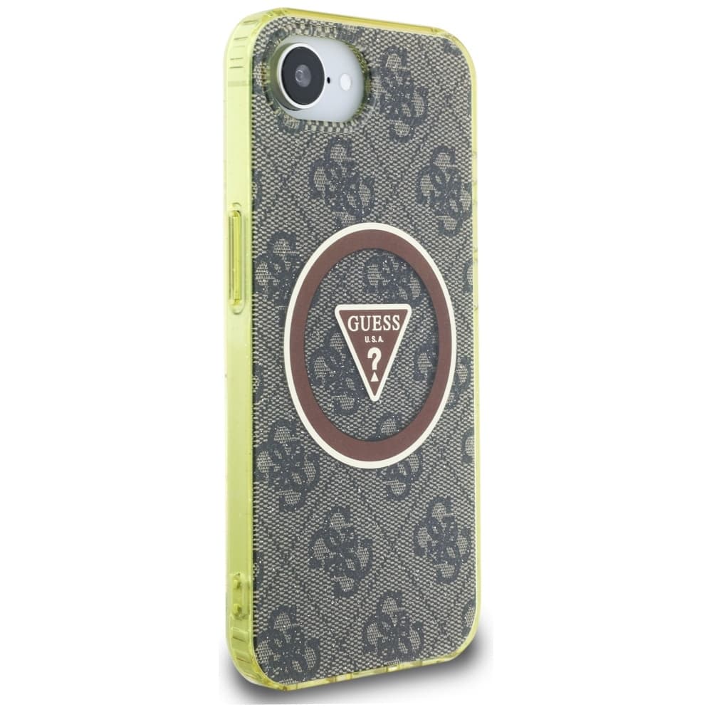 Guess IML Metal Glitter 4G Circle Triangle MagSafe iPhone 16e hnědý - náhled 2