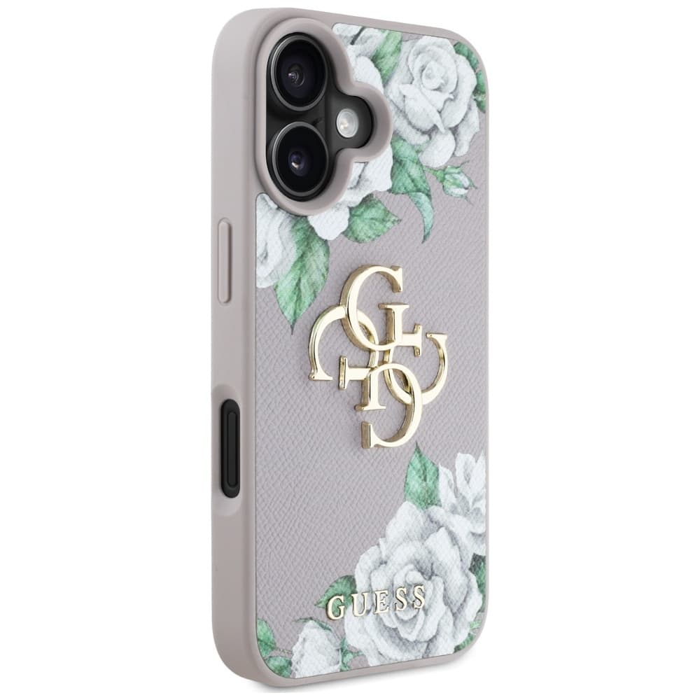 Guess Hardcase 4G Grained Roses Big Logo iPhone 16 fialová - náhled 2