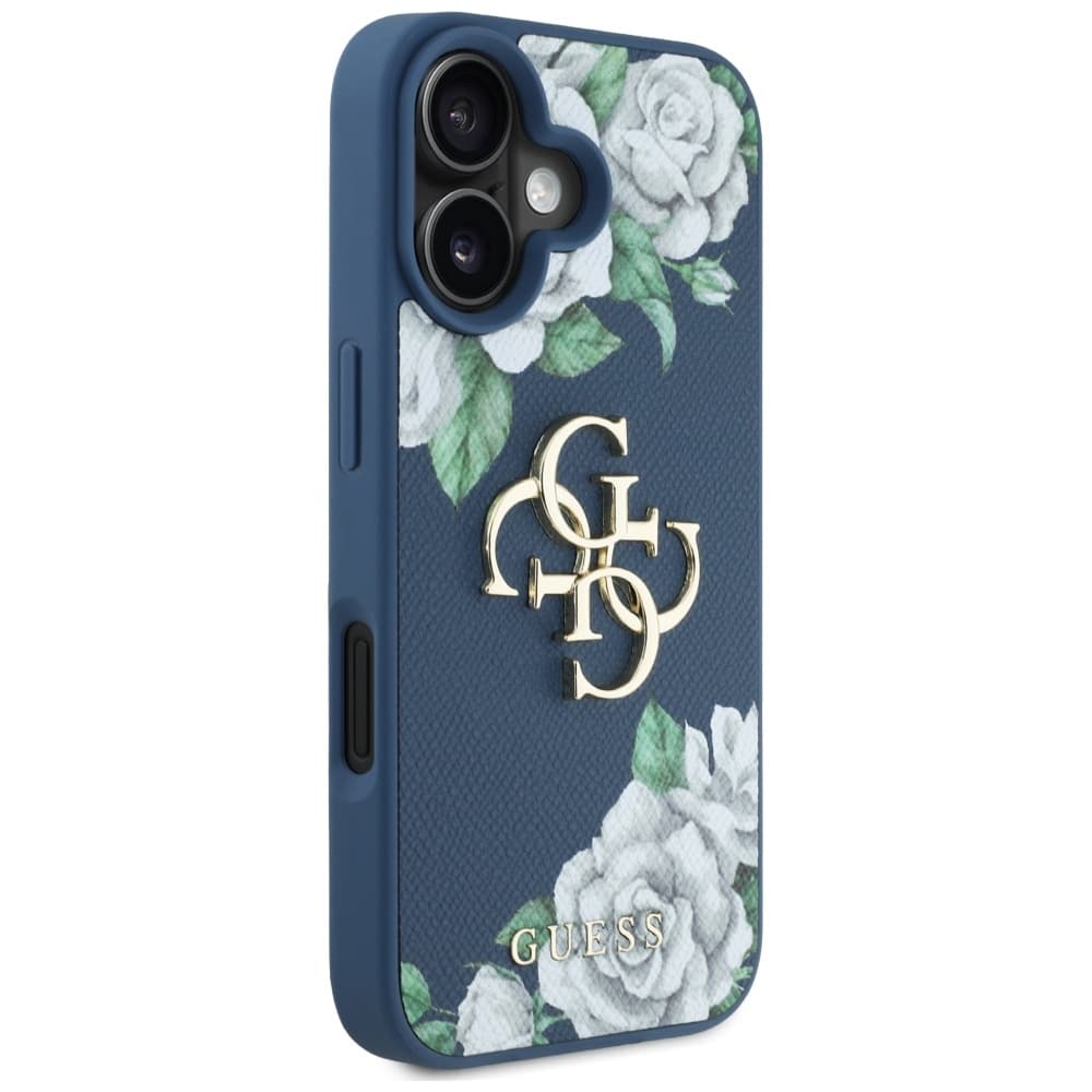 Guess Hardcase 4G Grained Roses Big Logo iPhone 16 Modrá - náhled 2