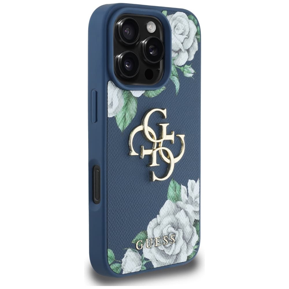 Guess Hardcase 4G Grained Roses Big Logo iPhone 16 Pro modrá - náhled 2