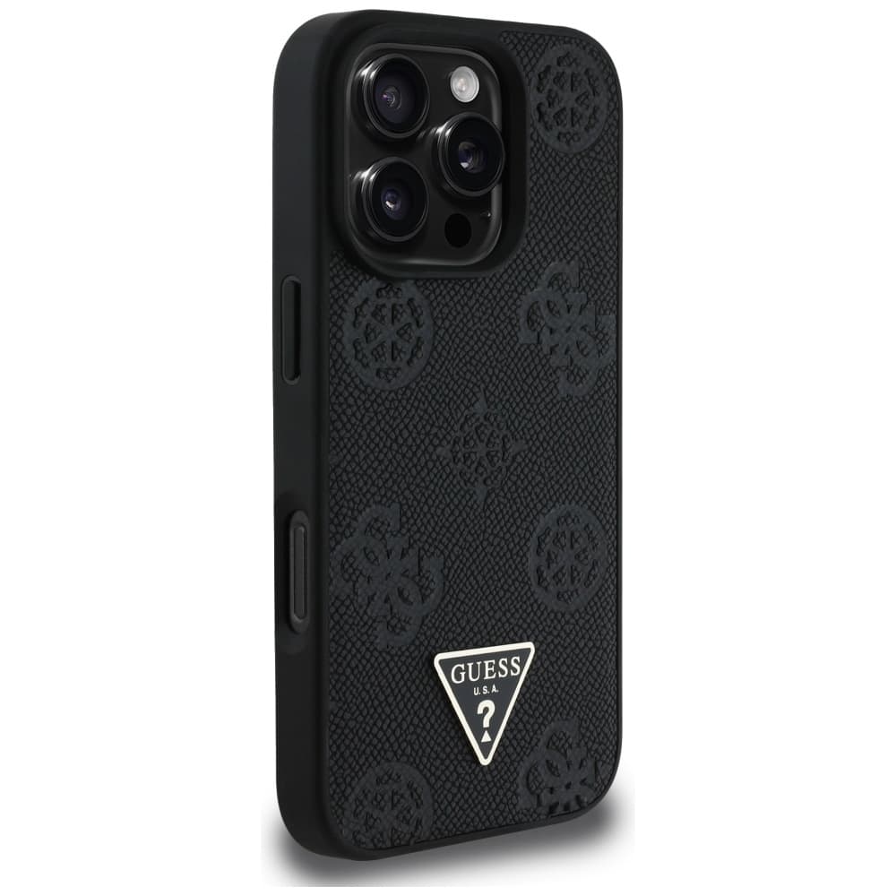 Guess Peony Grained Hot Stamp Triangle MagSafe iPhone 16 Pro černá - náhled 2