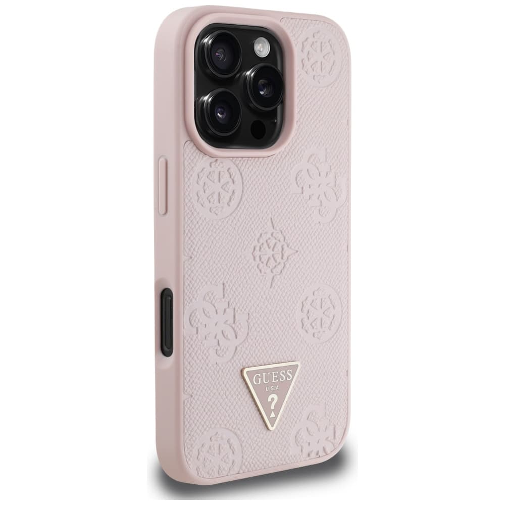 Guess Peony Grained Hot Stamp Triangle MagSafe iPhone 16 Pro růžová - náhled 2