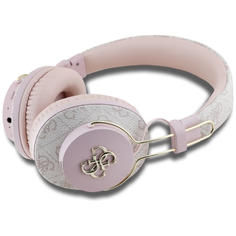 Guess Wireless Headphones 4G Metal Logo růžová Bluetooth 5.3 ENC USB-C Eco-Leather On-ear 300mAh - náhled 2