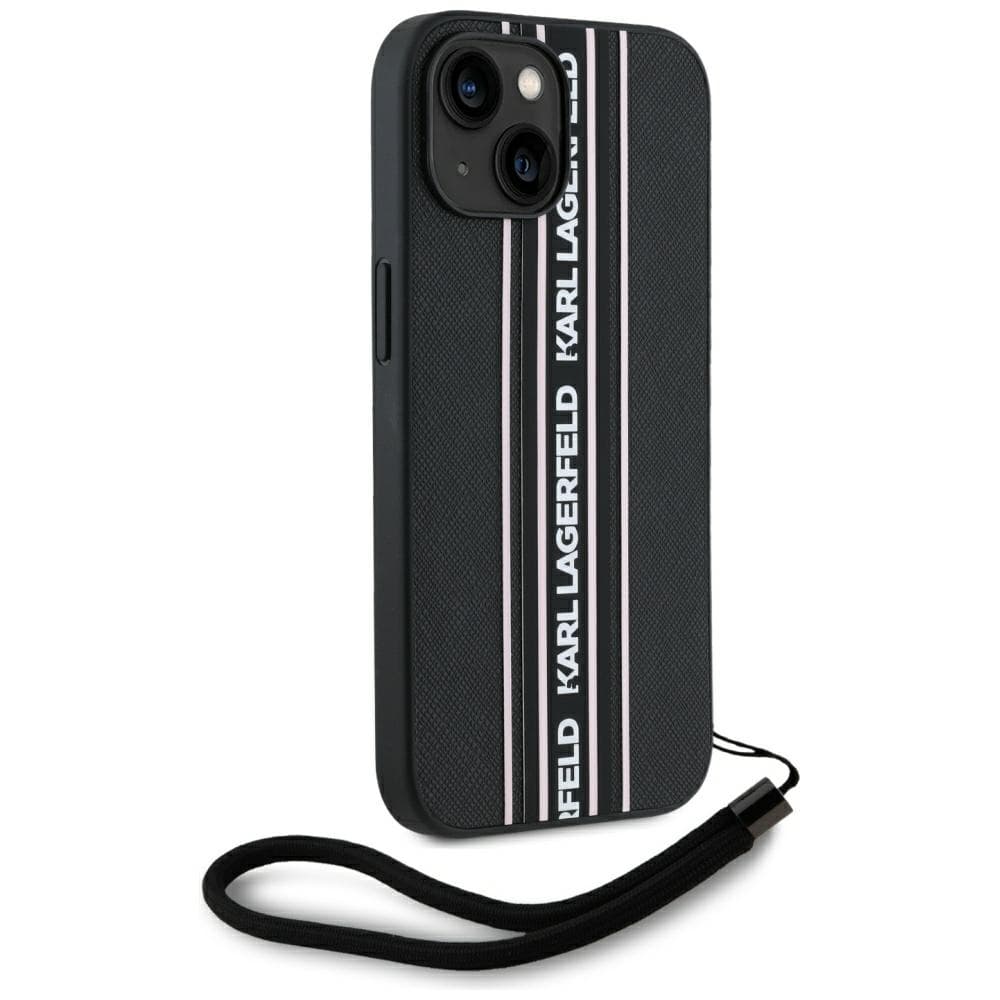 Karl Lagerfeld Saffiano Athleisure Stripes pouzdro iPhone 15 růžové - náhled 2