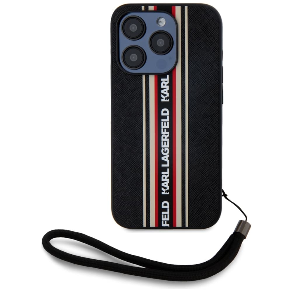 Karl Lagerfeld Saffiano Athleisure Stripes pouzdro iPhone 15 Pro Max červené - náhled 2