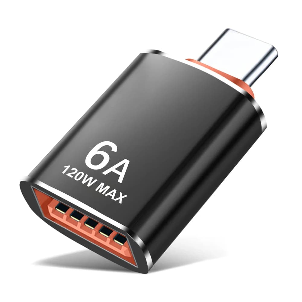 Techsuit Premium OTG Adaptér HyperPort (A2) USB na Type-C 5Gbps 6A 120W černá oranžová - náhled 2