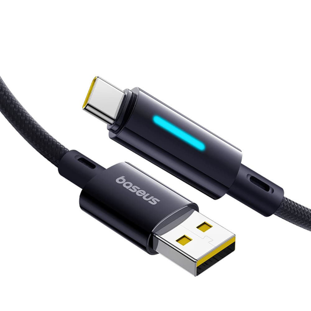 Baseus Data Cable Lit USB na Type-C 100W Rychlé nabíjení LED světlo Tlačítko 2m Kosmická černá - náhled 2