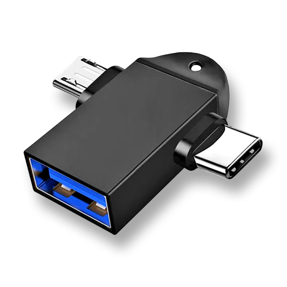Techsuit OTG adaptér TwoVoltX (A16) 3v1 USB na Micro-USB + Type-C černý - náhled 2