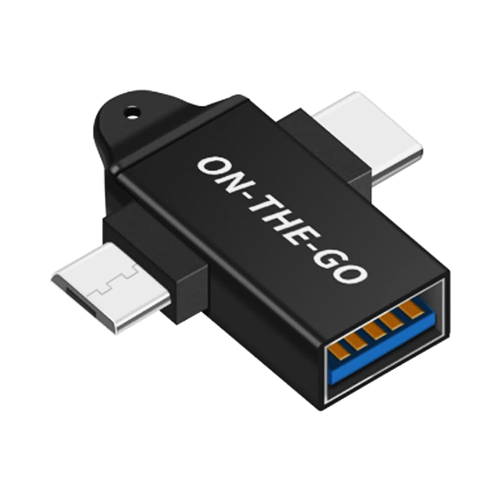 Techsuit OTG adaptér AluCoreX (A15) 3v1 USB na Micro-USB + Type-C černý - náhled 2