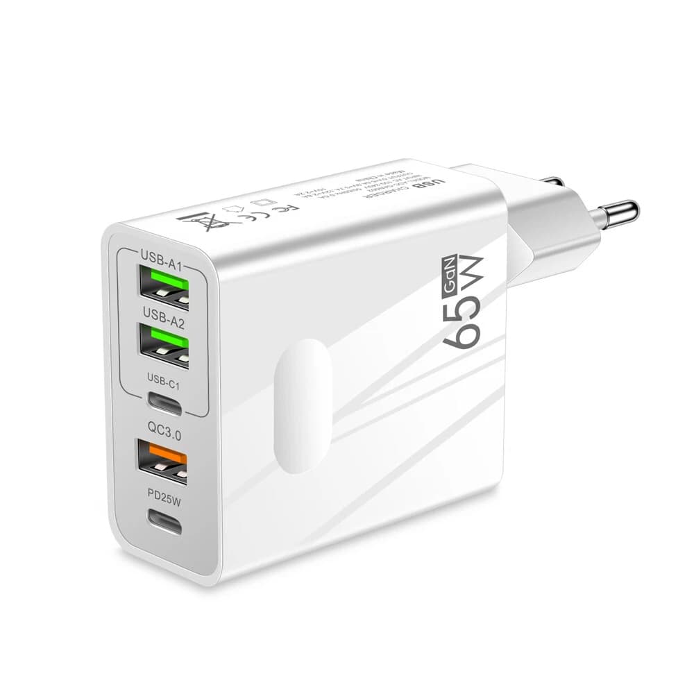 Techsuit Premium Wall Charger PentaXPower CHC1 3x USB 2x Type-C PD 25W 65W GaN Rychlé nabíjení Bílá - náhled 2