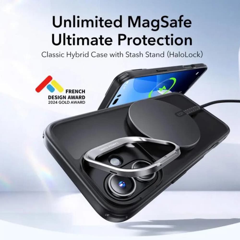 ESR Classic Hybrid HaloLock Kickstand pro iPhone 16 v matné černé - náhled 2
