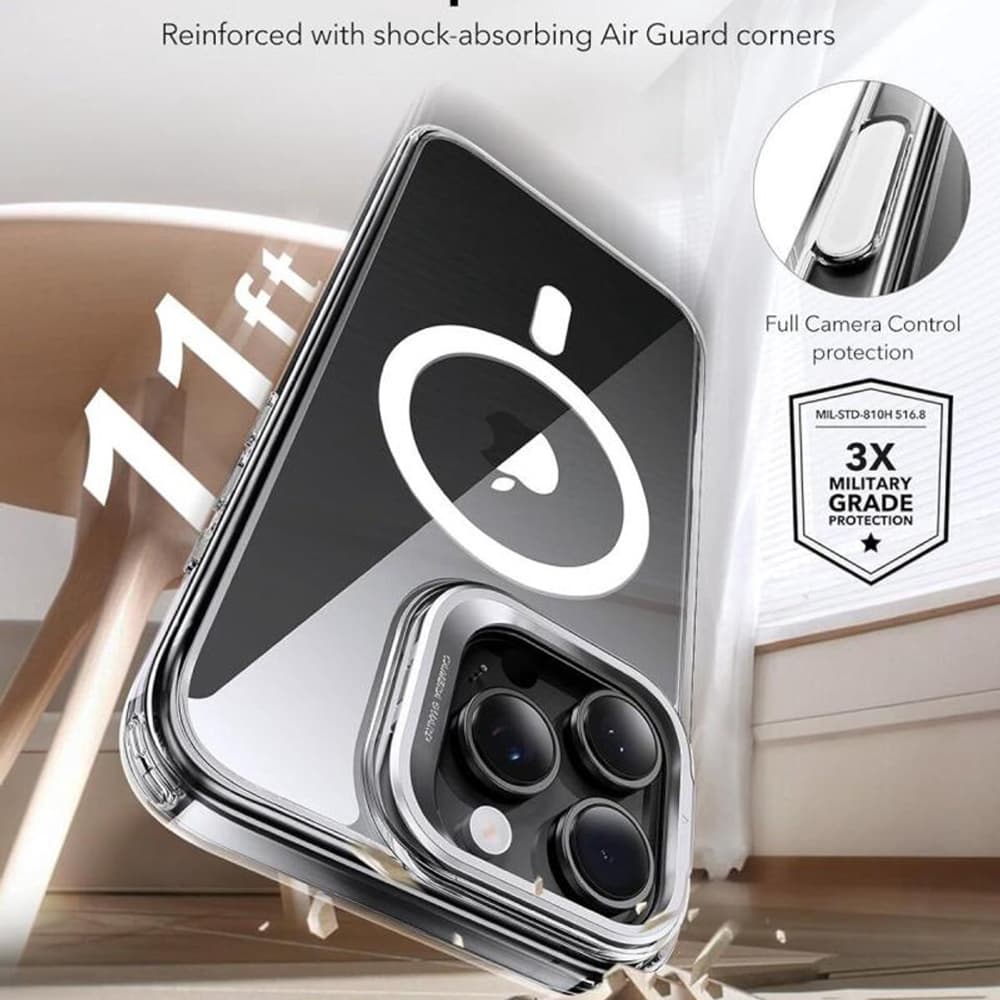ESR Classic Hybrid HaloLock Kickstand pro iPhone 16 Pro průhledný - náhled 2