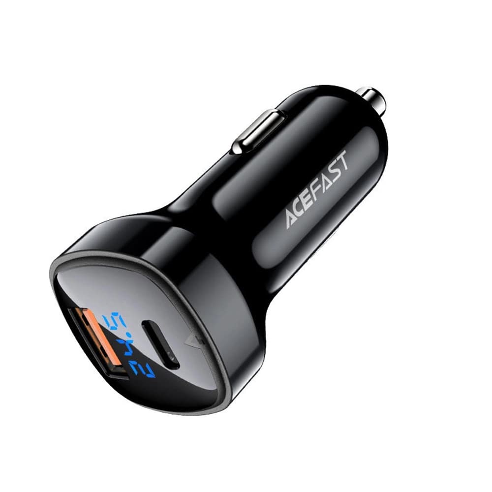 Acefast Car Charger B4 s digitálním displejem rychlonabíjení USB Type-C 66W černá - náhled 2