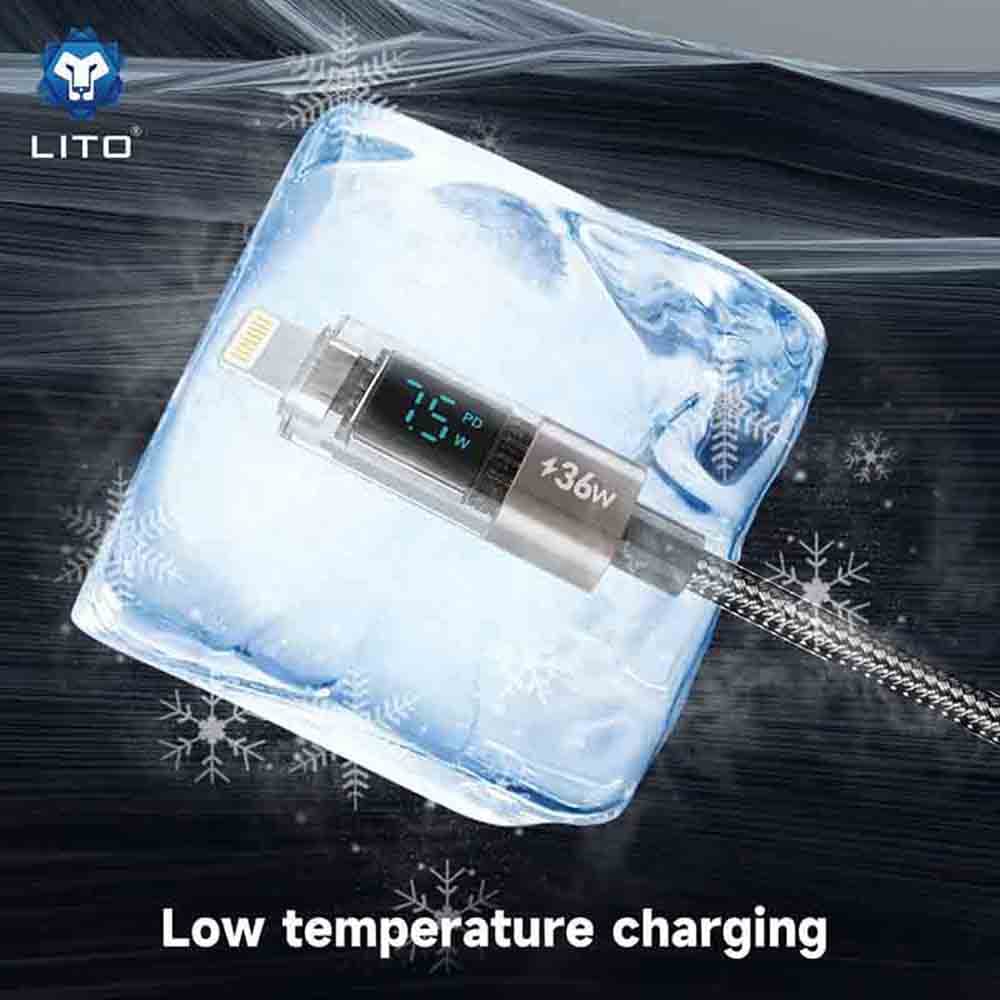 Lito Datový kabel LD09CL Lightning na Type-C 36W Rychlé nabíjení LED displej 1.2m černý - náhled 2