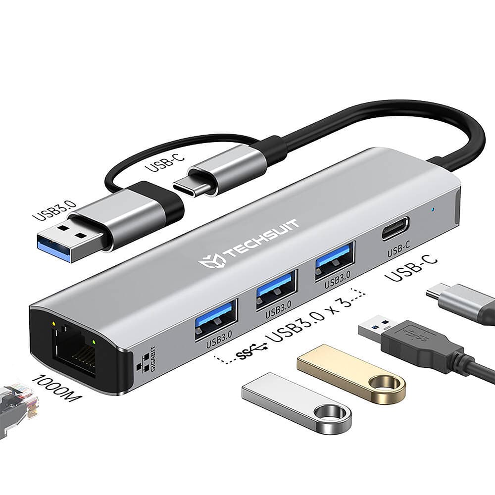 Techsuit Docking Station BoostNetLink 5v1 (H3) USB Type-C šedá - náhled 2