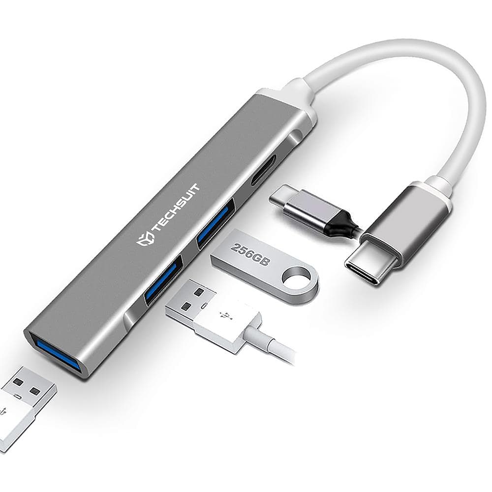 Techsuit Docking Station PolarisBridge 4 v 1 (H18) USB-C na USB Šedá Bílá - náhled 2
