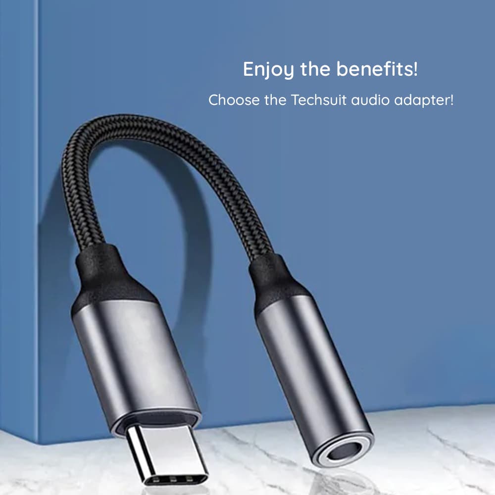 Techsuit Premium Cable Adapter MusicDoX (AC8) Type-C na Jack Hi-Fi zvuk DAC čip 3A 0.1m šedý - náhled 2