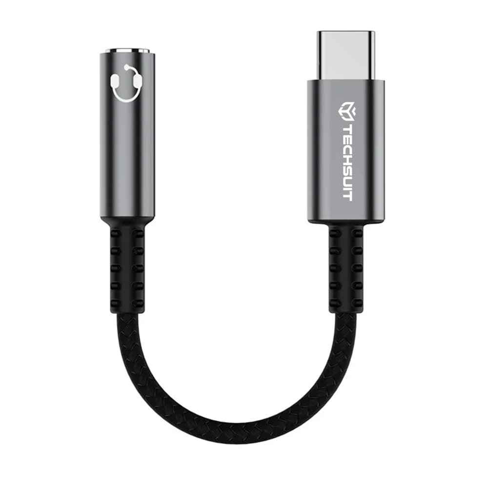Techsuit Premium Cable Adapter SonicPiX AC14 Type-C na 3.5mm Jack 0.1m šedý - náhled 2