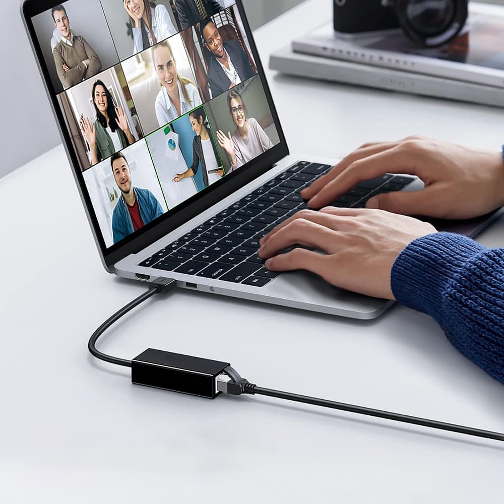 Techsuit Ethernet adaptér NetLink (AC19) USB samec na RJ45 LAN port samice 100Mbps ABS černý - náhled 2