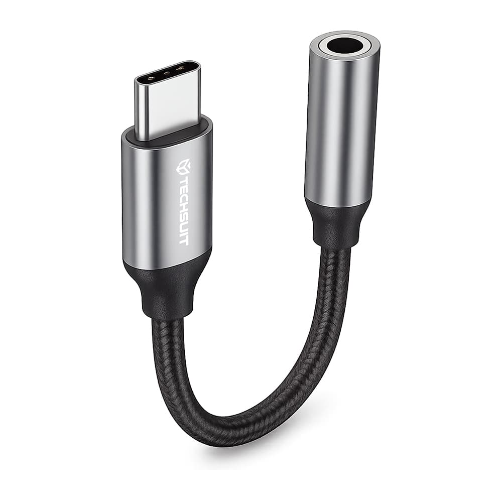 Techsuit 2ks Premium kabelový adaptér FuseXound AC12 Type-C na 3.5mm Jack šedý - náhled 2