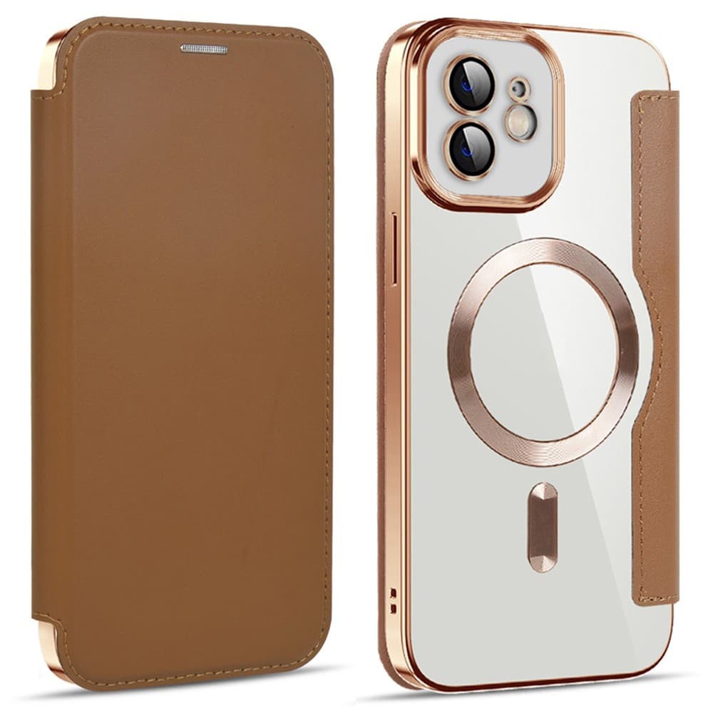 Pouzdro na knihu Techsuit SmartMag pro iPhone 12 hnědé - náhled 2