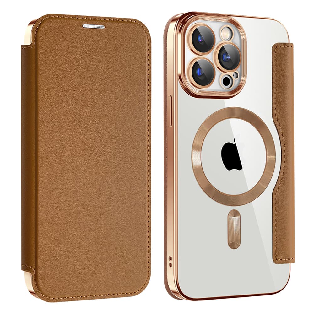 Pouzdro na knihu Techsuit SmartMag pro iPhone 15 Pro hnědé - náhled 2