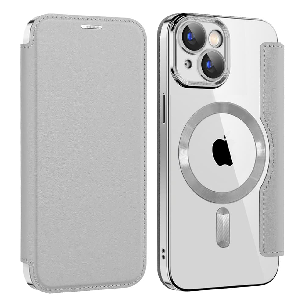 Pouzdro na knihu Techsuit SmartMag iPhone 15 šedé - náhled 2
