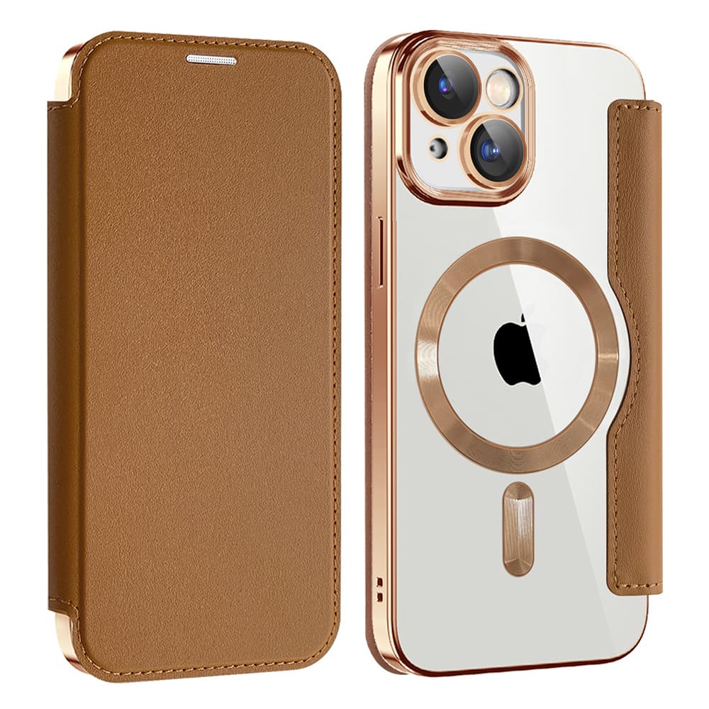 Pouzdro na knihu Techsuit SmartMag pro iPhone 15 Plus hnědé - náhled 2