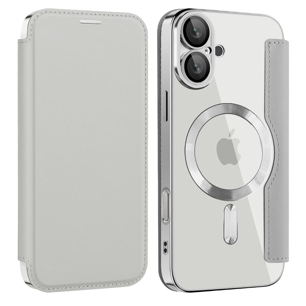 Pouzdro na knihu Techsuit SmartMag iPhone 16 šedé - náhled 2