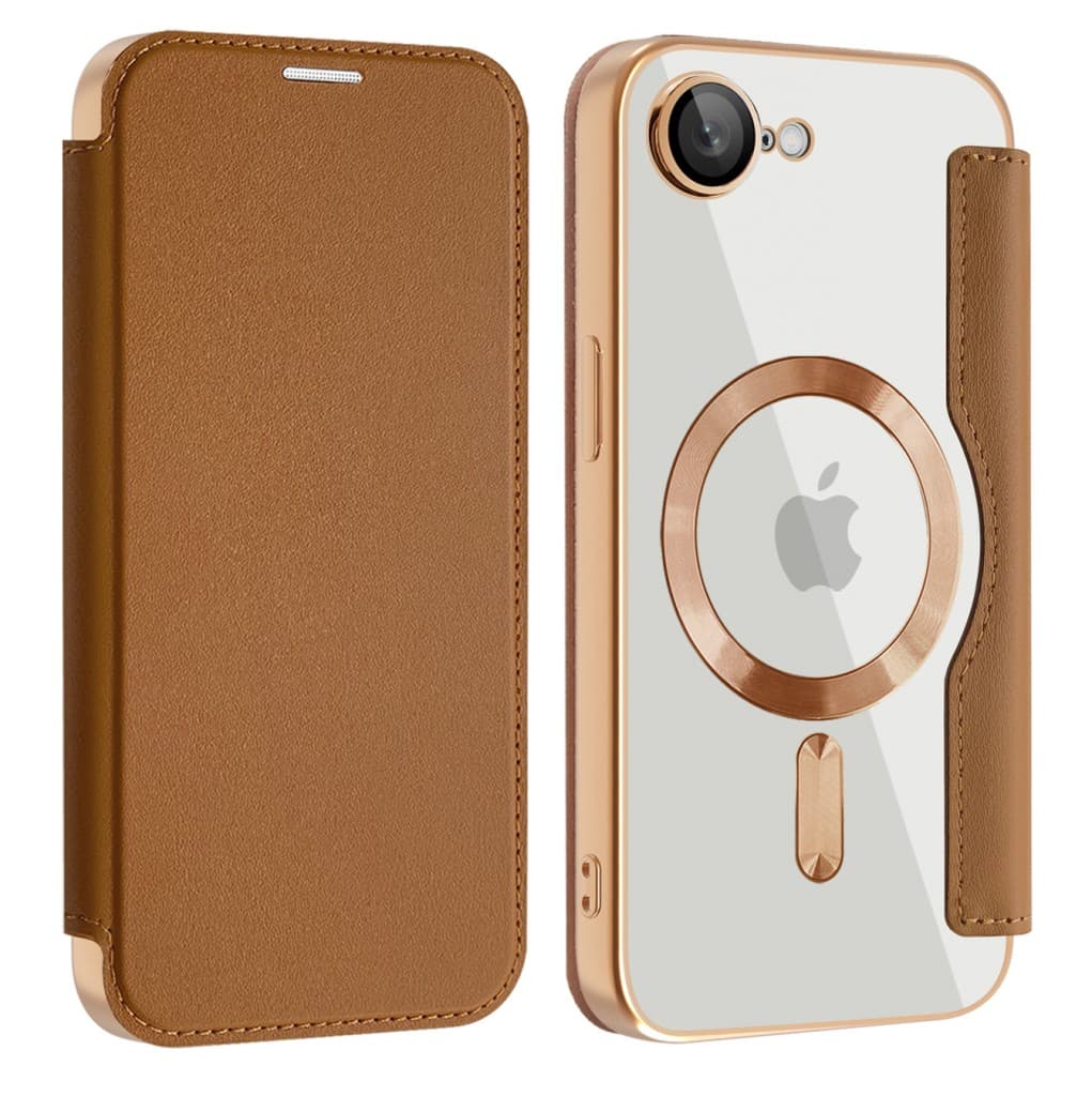 Pouzdro na knihu Techsuit SmartMag iPhone 16e hnědé - náhled 2