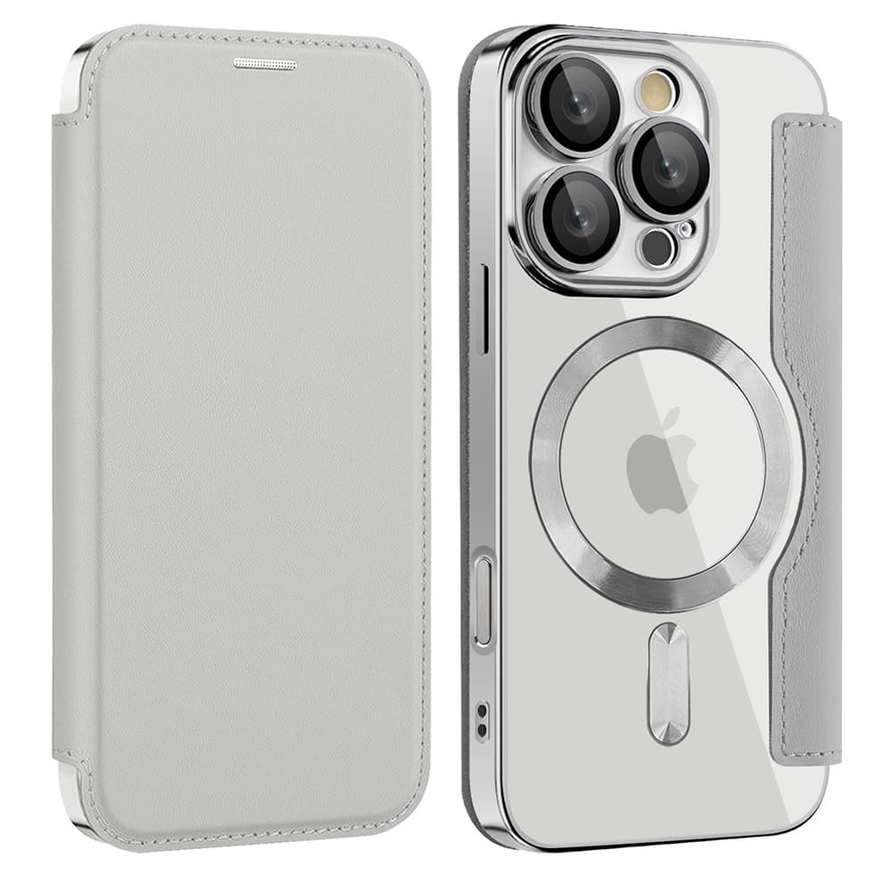 Pouzdro Techsuit SmartMag Book pro iPhone 16 Pro šedé - náhled 2