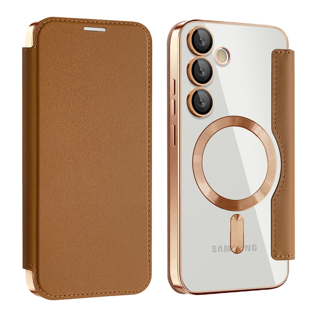 Pouzdro na knihu Techsuit SmartMag pro Samsung Galaxy S23 hnědé - náhled 2
