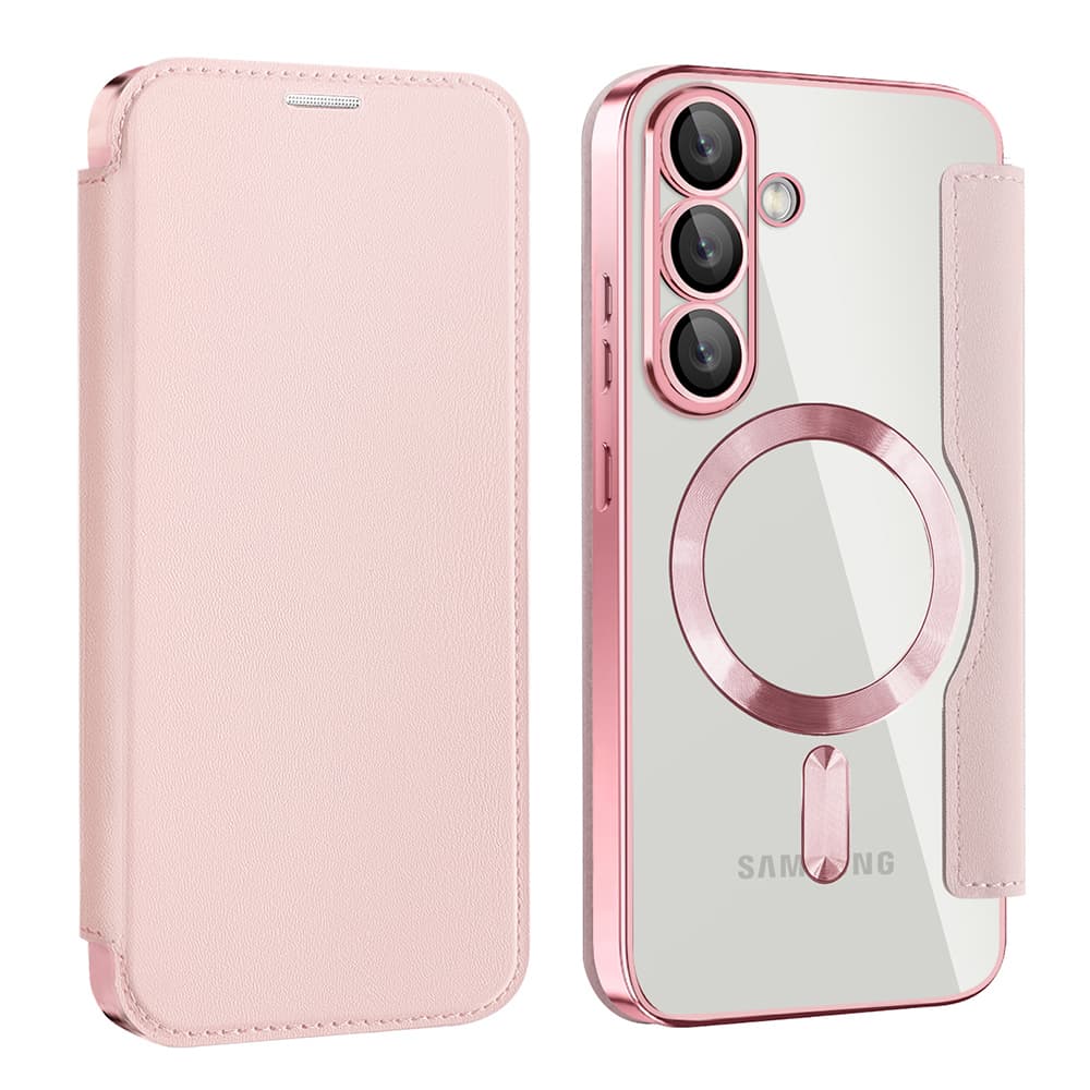 Techsuit SmartMag knížkové pouzdro Samsung Galaxy S25 Plus růžové - náhled 2