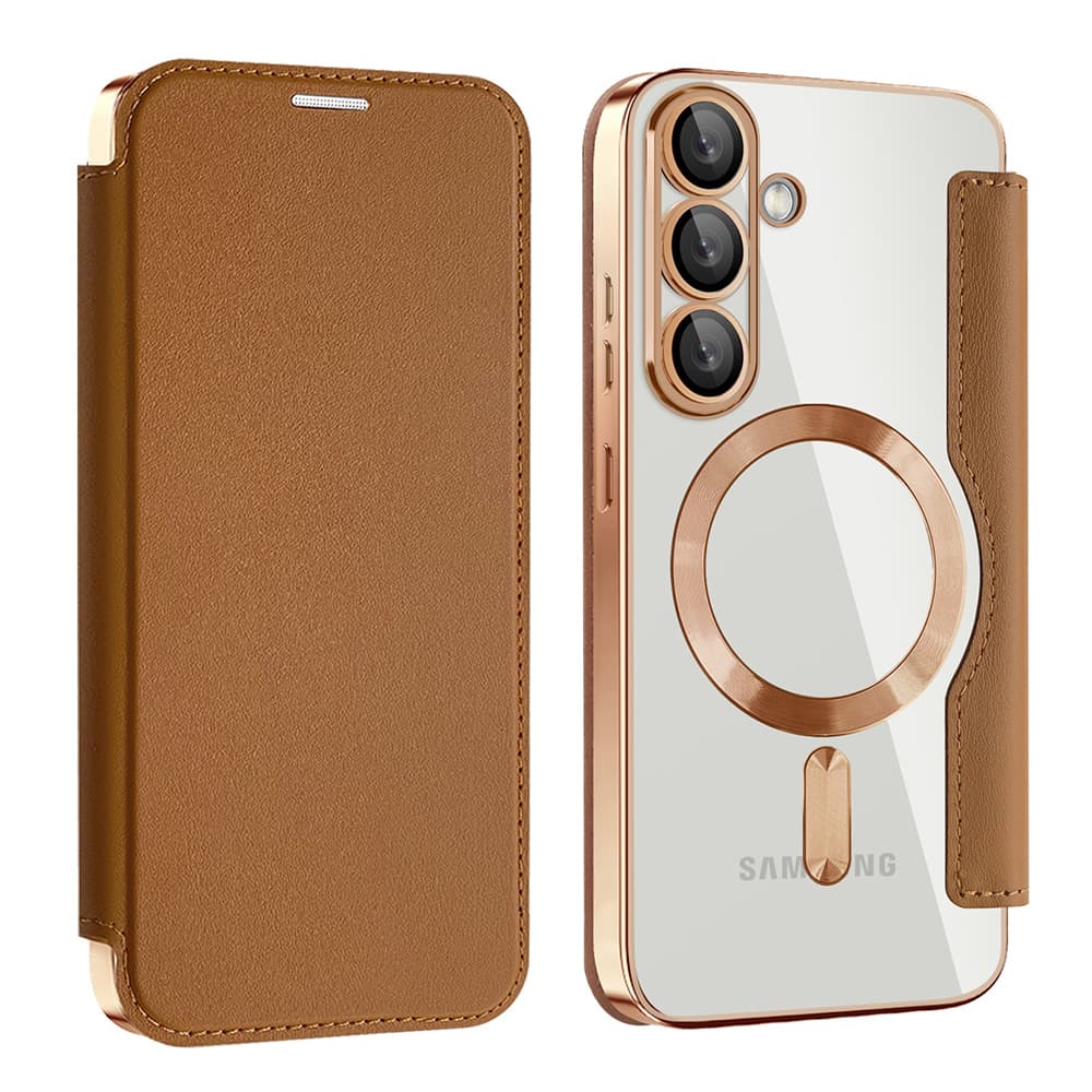 Pouzdro na knihu Techsuit SmartMag pro Samsung Galaxy S25 Plus hnědé - náhled 2