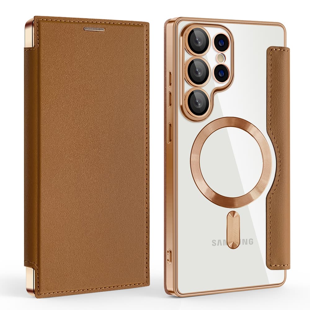 Pouzdro na knihu Techsuit SmartMag pro Samsung Galaxy S25 Ultra hnědé - náhled 2