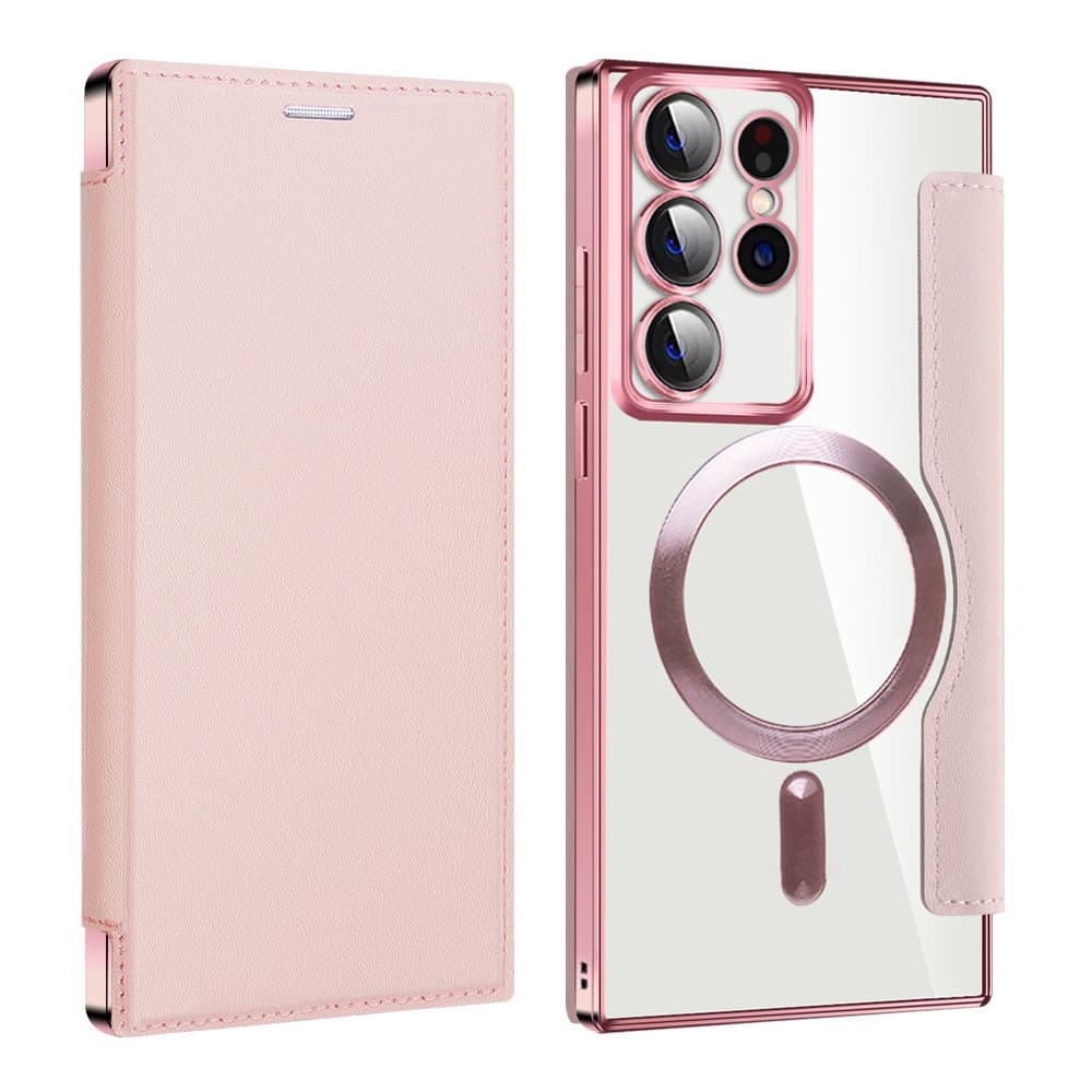 Techsuit SmartMag pouzdro na knihu Samsung Galaxy S22 Ultra 5G růžové - náhled 2