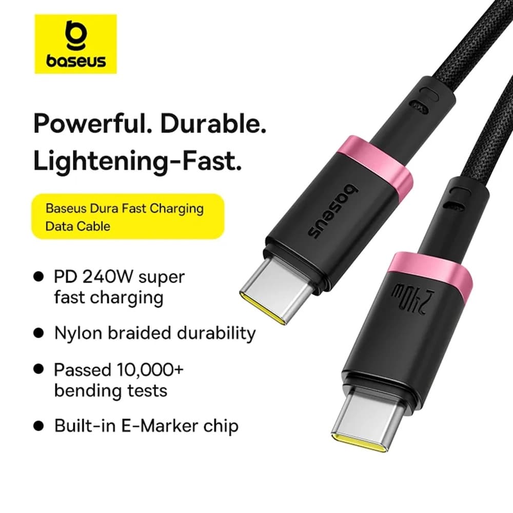 Baseus Data Cable Dura Series pro MacBook Rychlé nabíjení Type-C 1m červená černá - náhled 2