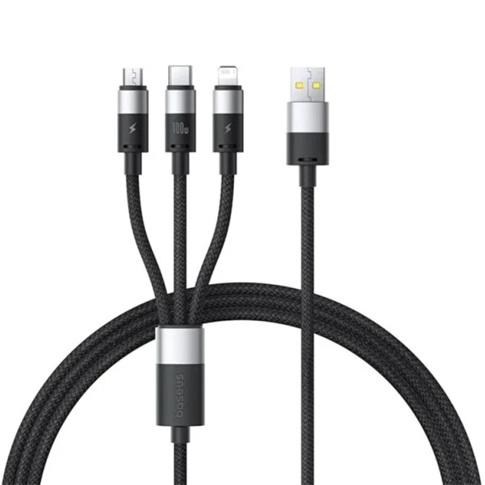 Baseus kabel StarSpeed USB na Type-C Lightning Micro-USB 100W 1.5m černý - náhled 2