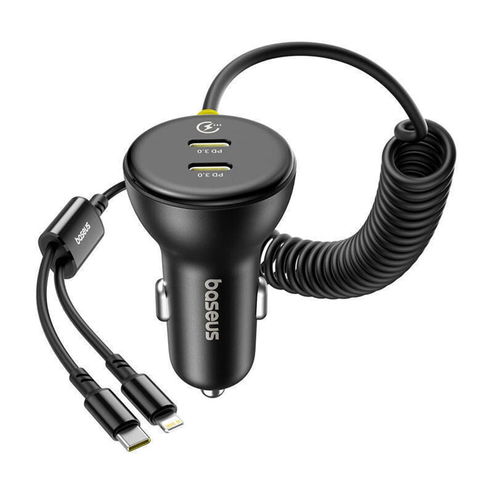 Baseus Car Charger 2x USB-C Rychlé Nabíjení s USB-C Lightning Kabelem 60W 1.4m Černá - náhled 2