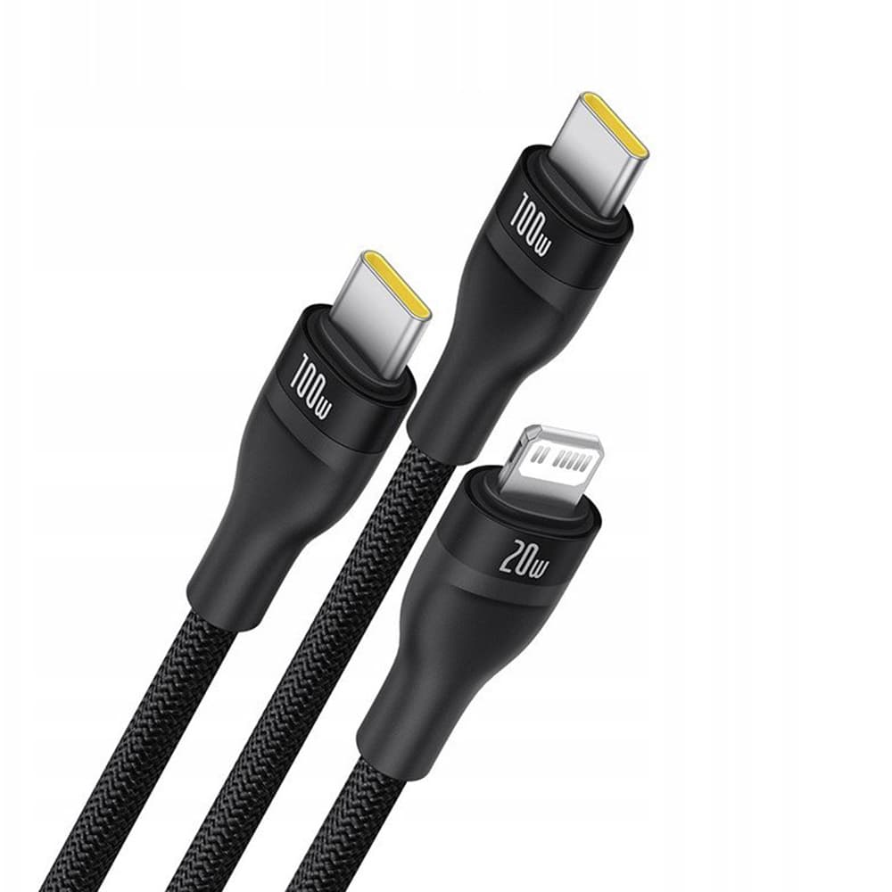 Baseus Data Cable Flash Series 3 USB-C na 2x USB-C Lightning 1.5m černý - náhled 2