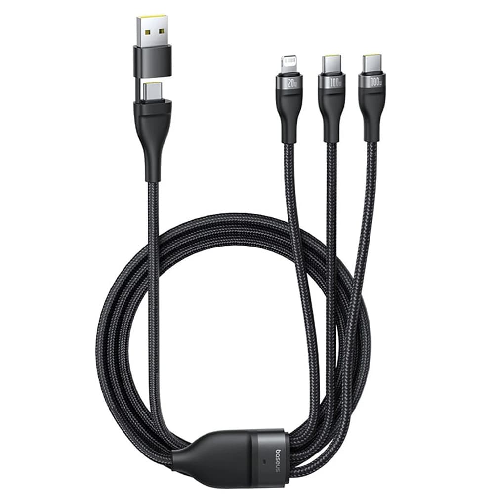 Baseus – datový kabel Flash Series 3 (P10377501111-00) – rychlonabíjení, USB, USB-C na Lightning, 2x USB-C, 100W, 1,5m – černý - náhled 2