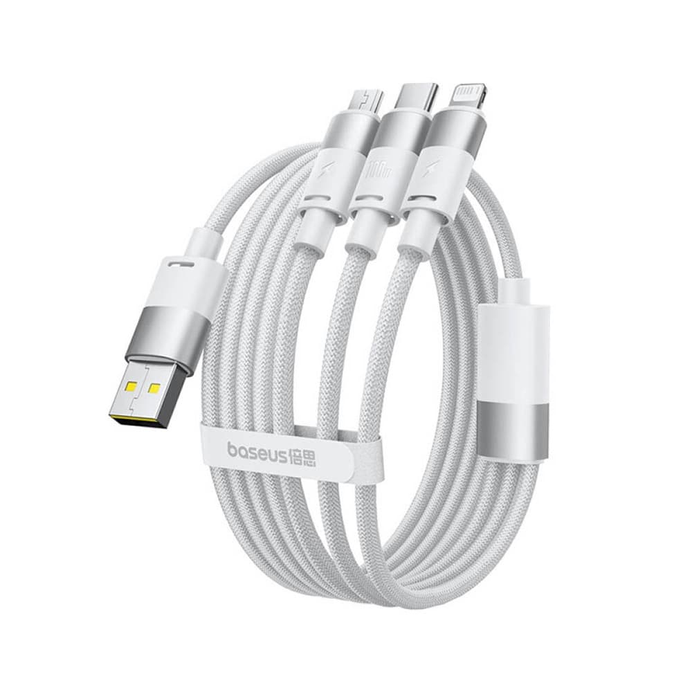 Baseus kabel StarSpeed rychlonabíjecí USB Micro-USB Type-C Lightning 100W 1.5m bílý - náhled 2