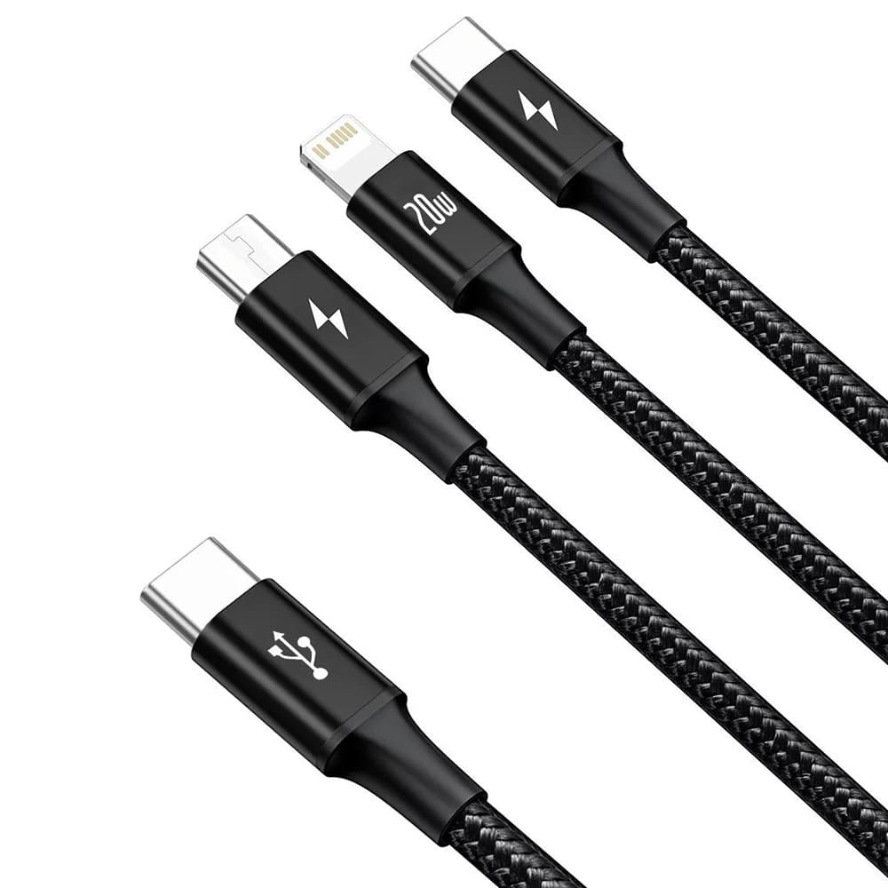 Nabíjecí Kabel Baseus Rapid Series 3v1 (20W / 1.5m) černý - náhled 2
