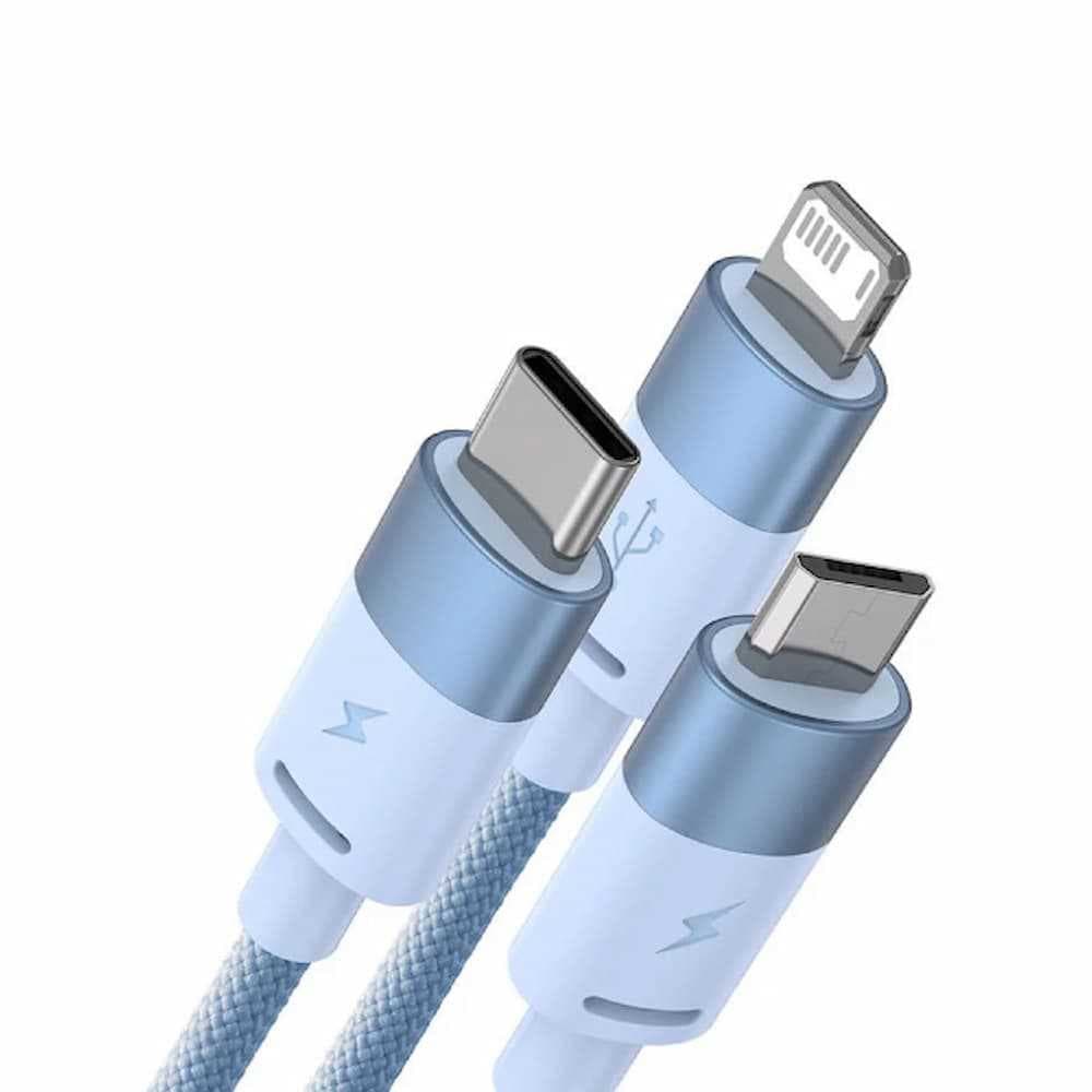 Baseus Data Cable StarSpeed 1.2m modrý USB Lightning Micro-USB USB-C 20W - náhled 2