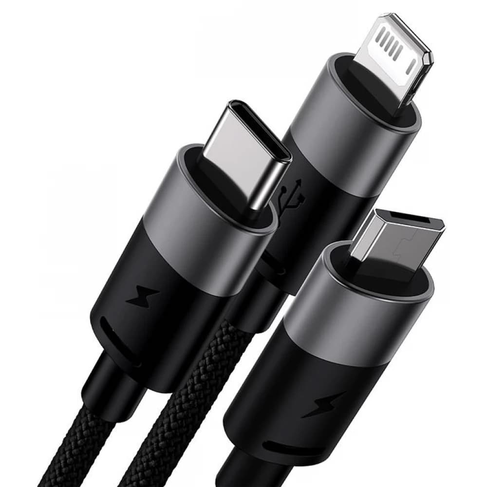 Baseus Data Cable StarSpeed rychlonabíjecí USB na Lightning Micro-USB USB-C 1.2m černý - náhled 2