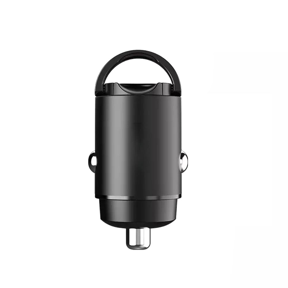 Techsuit Premium Car Charger NanoVolt C5 Mini Design Rychlé Nabíjení Type-C PD30W 3A Kroužek Hliníková Slitina Černá - náhled 2