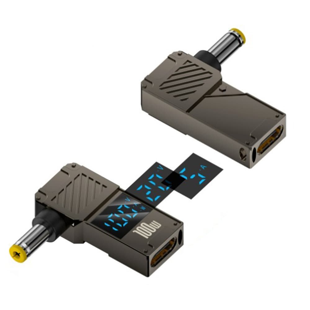 Adaptér Techsuit LaptopPlugX A22 pro notebook DC na Type-C 100W LED displej šedý - náhled 2
