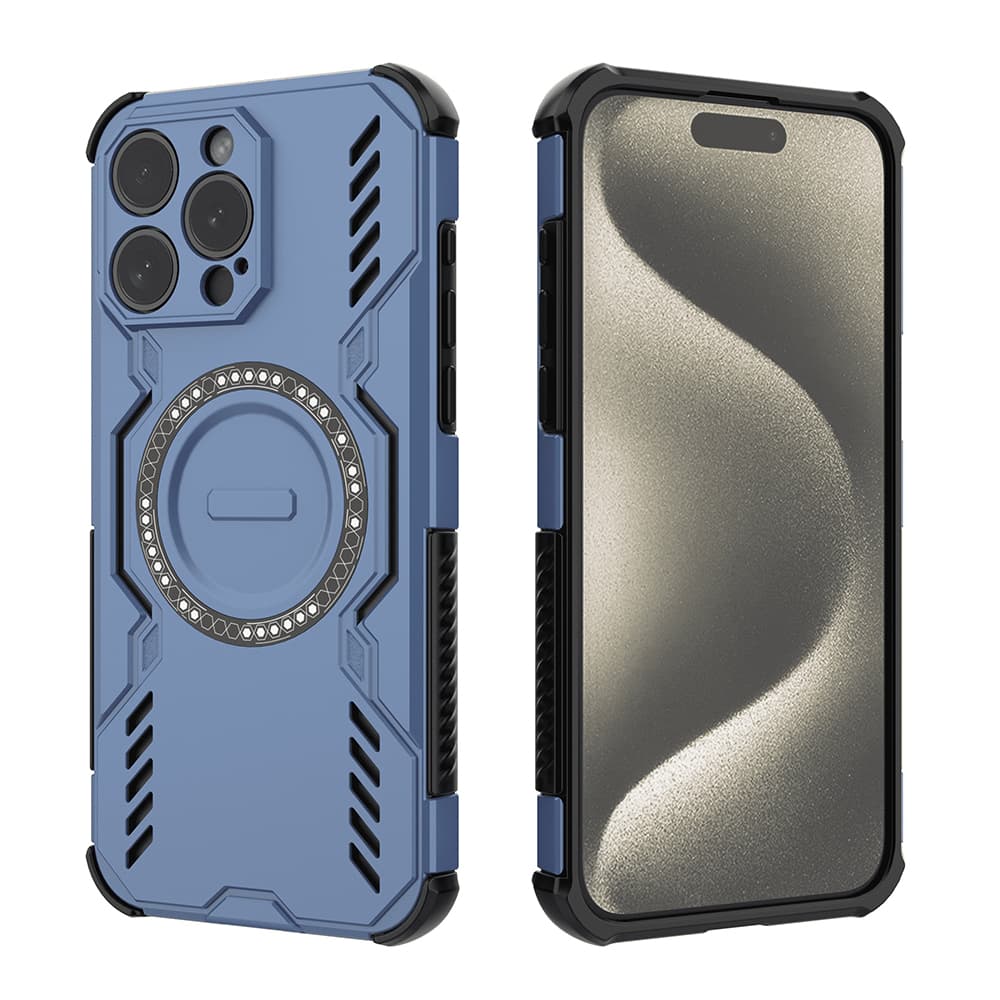 Pouzdro Techsuit ArmorMag pro iPhone 15 Pro modré - náhled 2